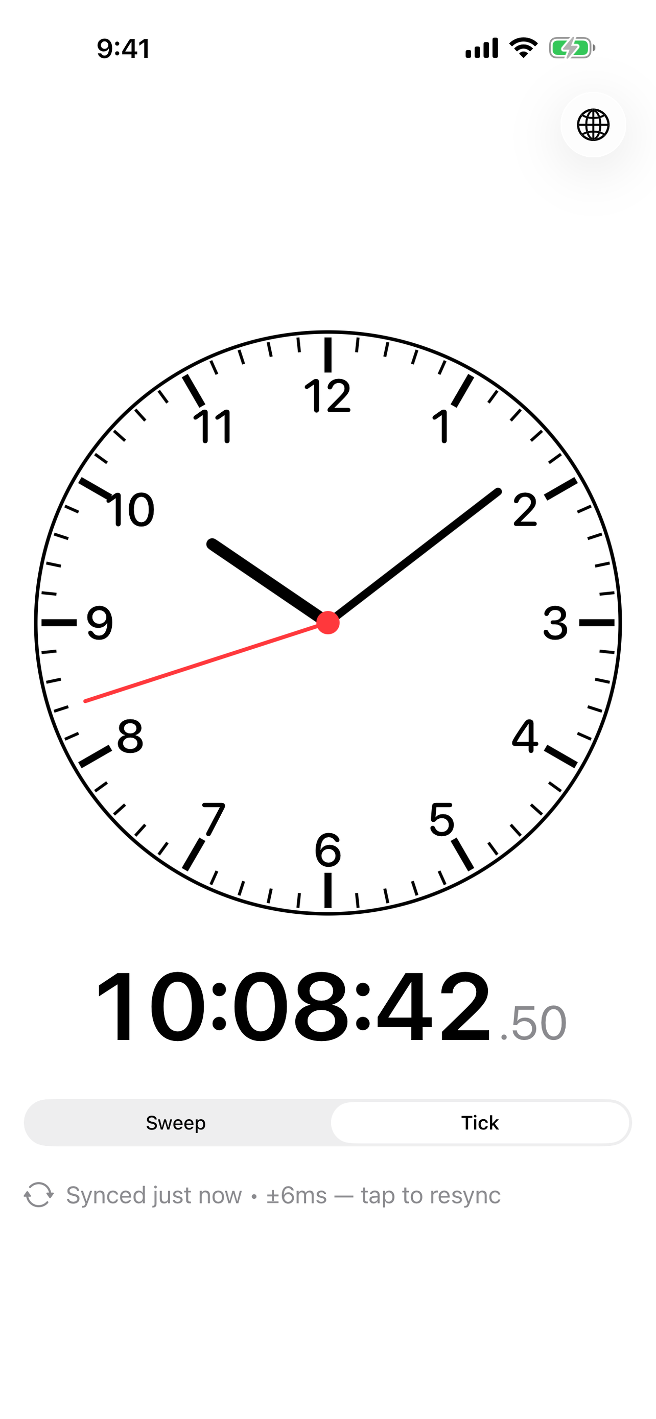 Ticking second hand