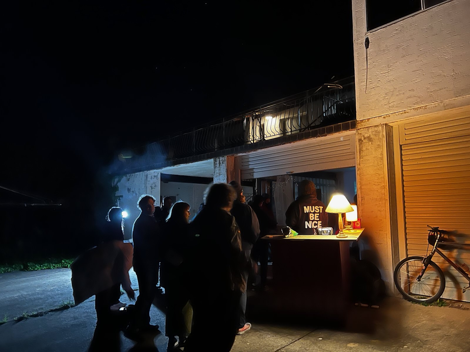 The venue, literally a garage on top of a hill