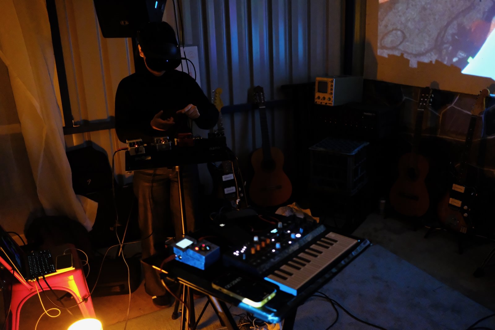 Yichen Wang preparing the Augmented Reality Cube Synthesiser