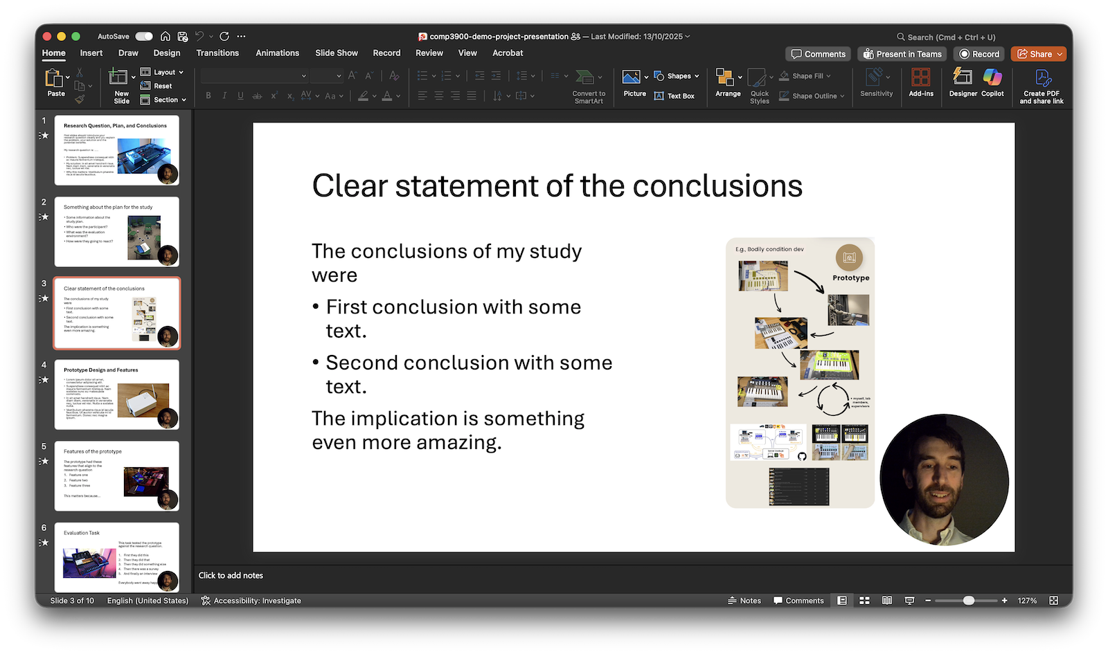 My demo video recording, I led by example recording a 5 minute video in the lecture (with students shouting out suggestions!)