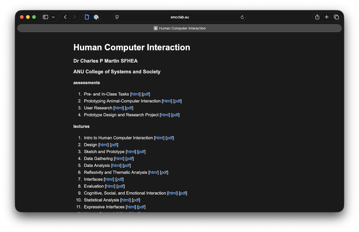 Example of the pandoc course template in use for my Human-Computer Interaction course at ANU in 2025
