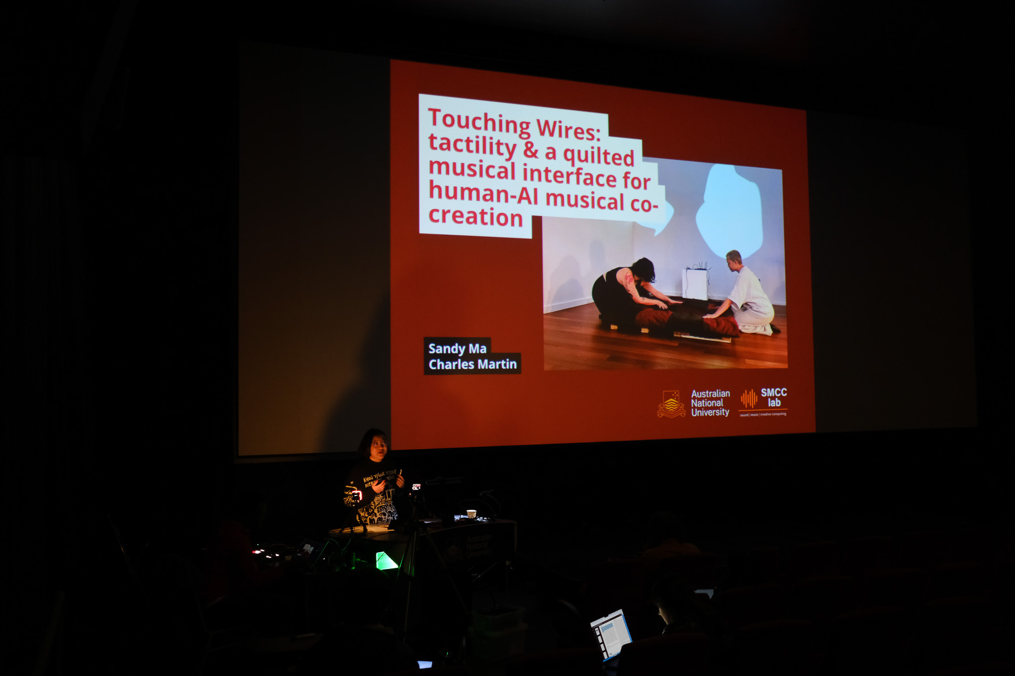 Sandy Ma presenting "Touching Wires", their first research publication!