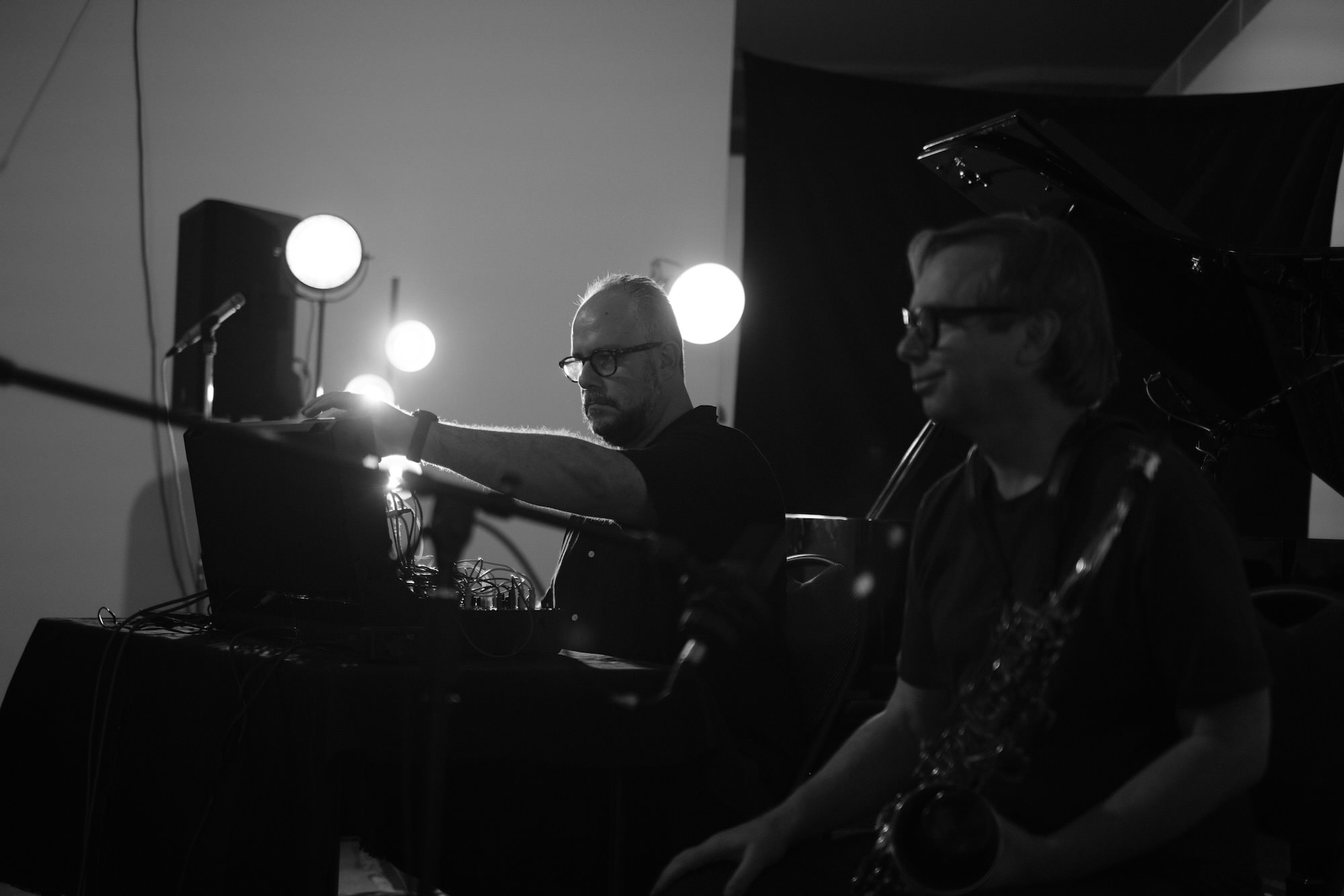 Ben Carey and Rhys Butler preparing for our ensemble performance.