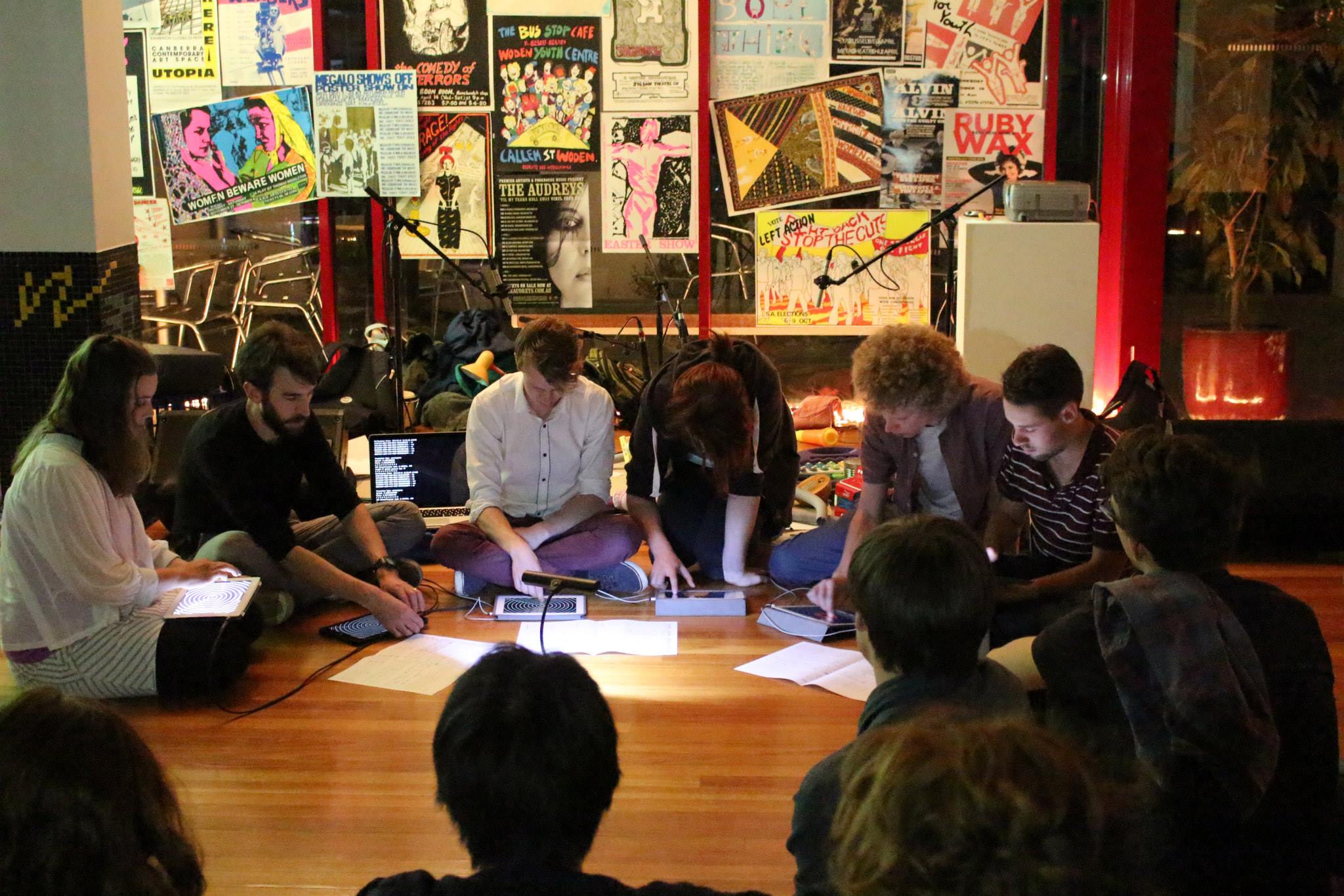 Performing with the ANU New Music Ensemble at You Are Here, 2015. Image by Chloe Hobbs