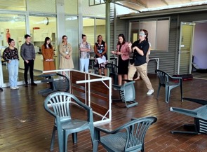 Learning how to cross a room blindfolded.